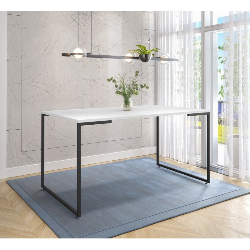 Mesa comedor Portugal metal negro y blanco 160x90cm