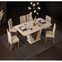 Mesa de comedor Frida roble y blanco roto 170x90 cm