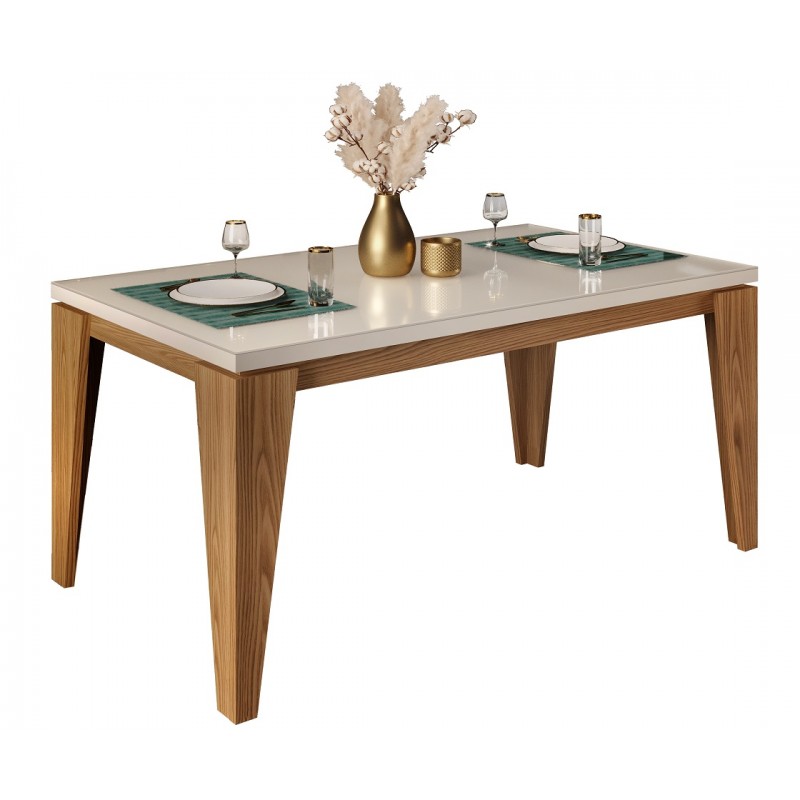 Mesa de comedor Isabel roble con blanco roto 170x90cm