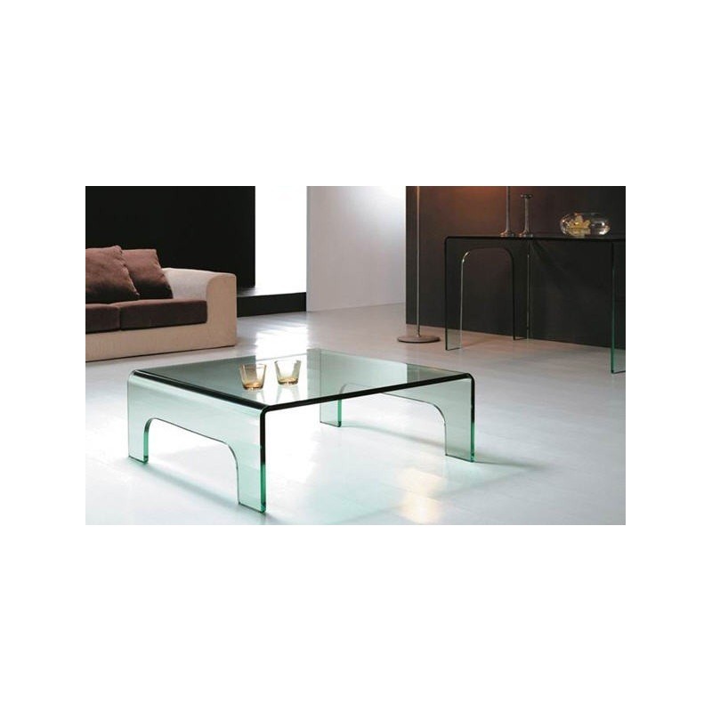 Mesa de centro cristal curvado 90x90 cm