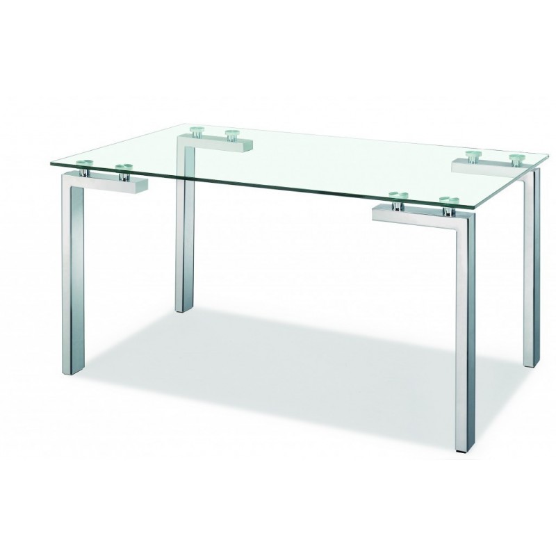 Mesa de cristal Paris patas cromadas 140x80 cm