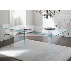 Mesa Bruno de cristal transparente 200x120cm