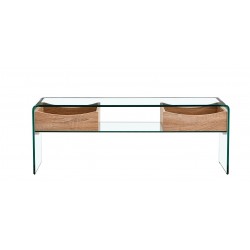 Mesa TV Libra cristal curvado con cajones 120x35cm