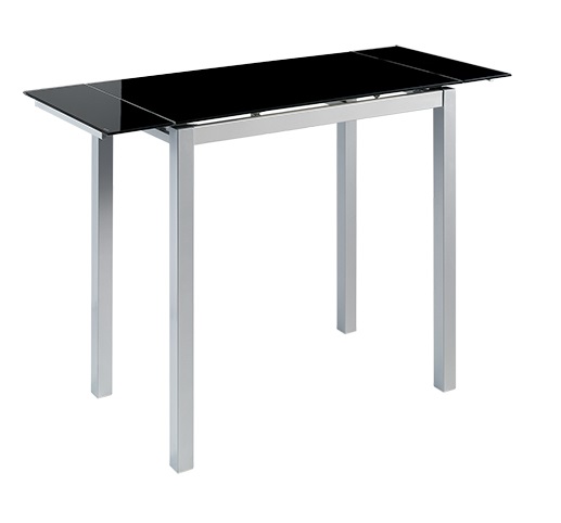 Mesa de cocina alta extensible Porto cristal negro