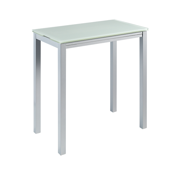 Mesa de cocina alta extensible Praga cristal blanco PI-040A