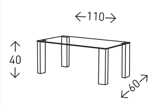 Mesa de centro Clara cristal blanco 110x60cm