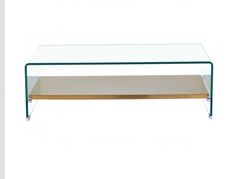 Mesa de centro gold cristal balda acero inox dorado 110x55