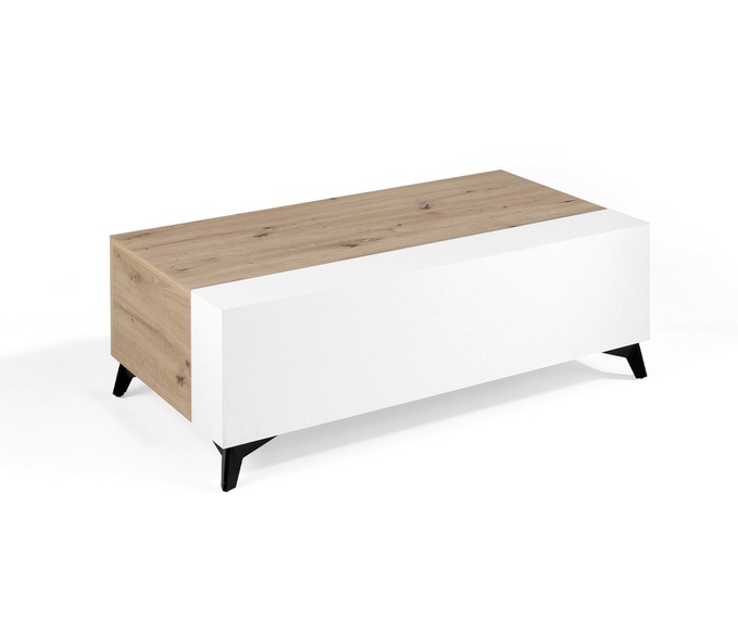 Mesa de centro elevable roble blanco polar Moritz 110x60