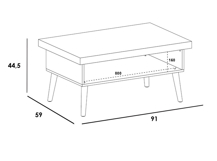 Mesa de centro roble crema creta 90x60