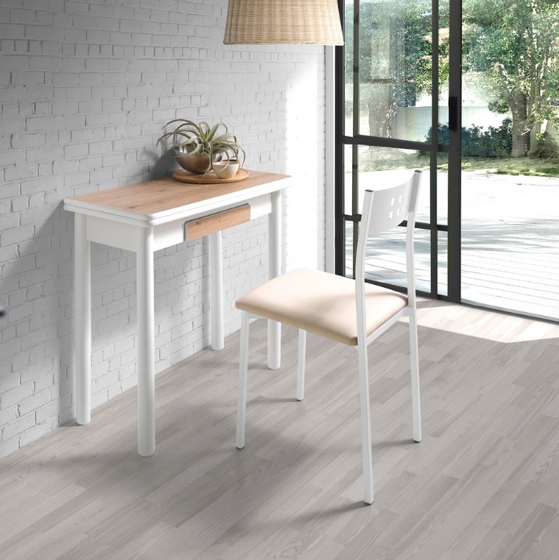 Mesa de cocina Capri blanco roble 80x40-80