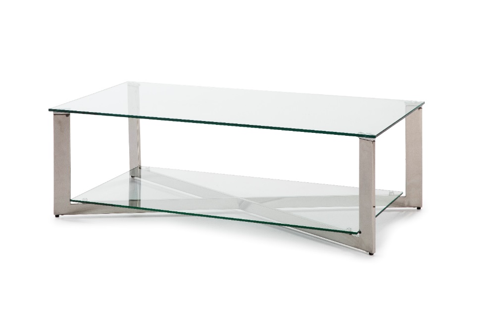 Mesa de centro acero inoxidable cristal 120x60 CT-805