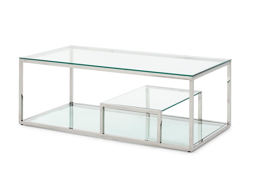 Mesa de centro acero inoxidable cristal 120x60 CT-65