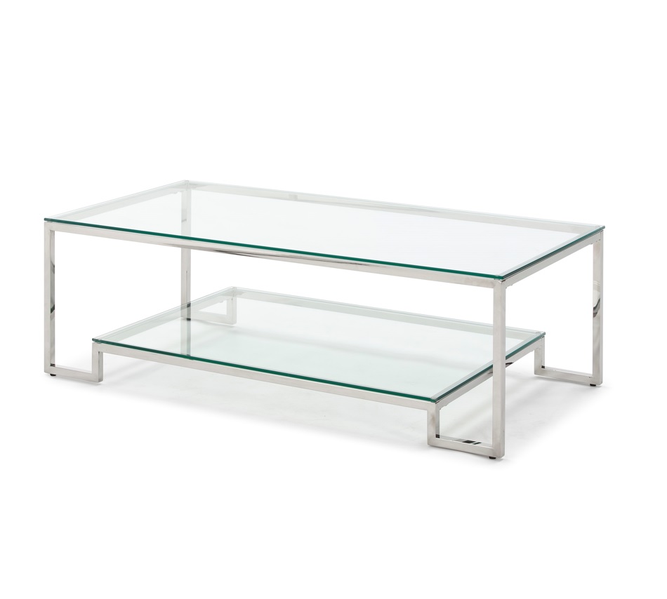 Mesa de centro acero inoxidable cristal 120x60 CT-16