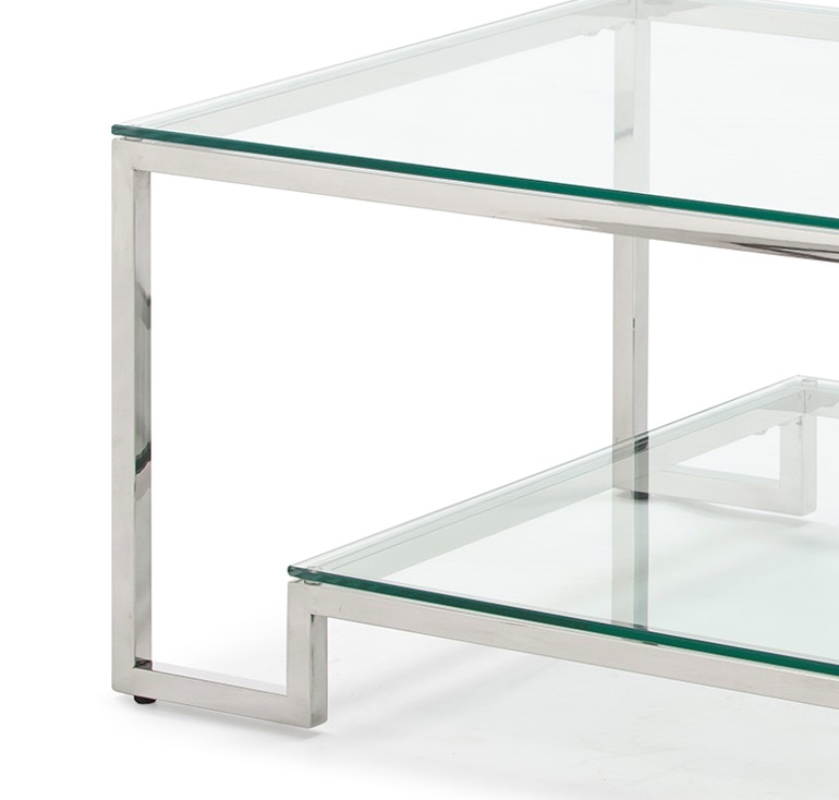 Mesa de centro acero inoxidable cristal 120x60 CT-16