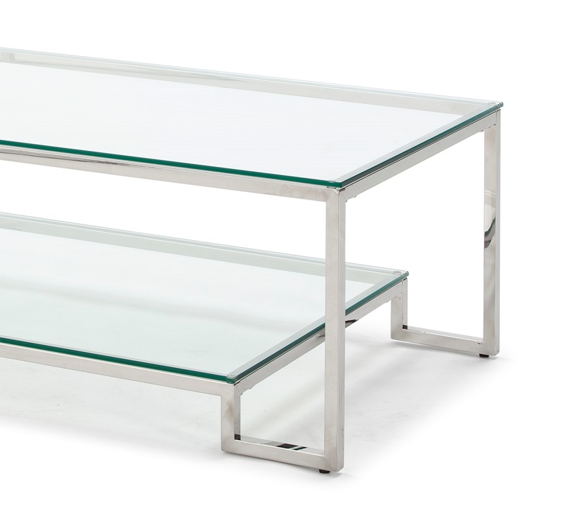 Mesa de centro acero inoxidable cristal 120x60 CT-16