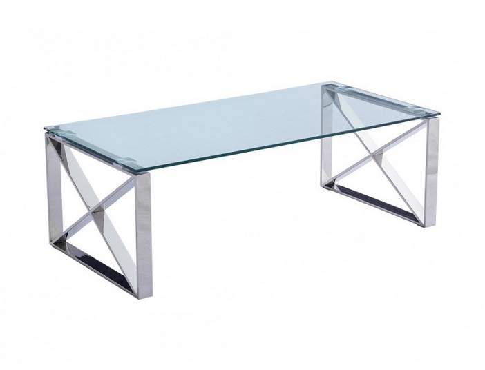 Mesa de centro acero inoxidable cristal Roma 120x60