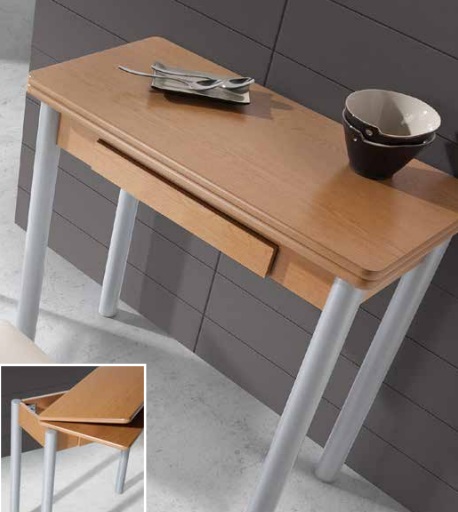 Mesa de cocina extensible Nisa MDF roble 80x40-80 cm