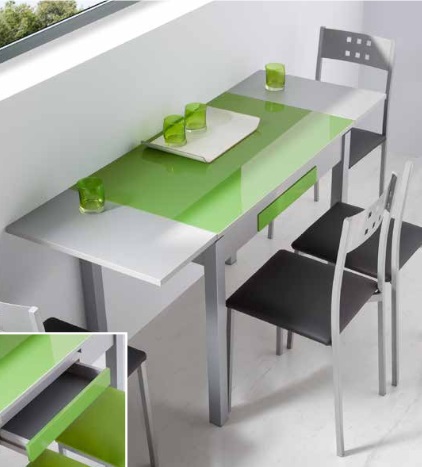 Conjunto de cocina mesa Amtibes MDF gris cristal verde