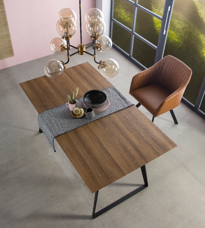 Mesa de comedor extensible roble oscuro DT-110 140-180x90 cm