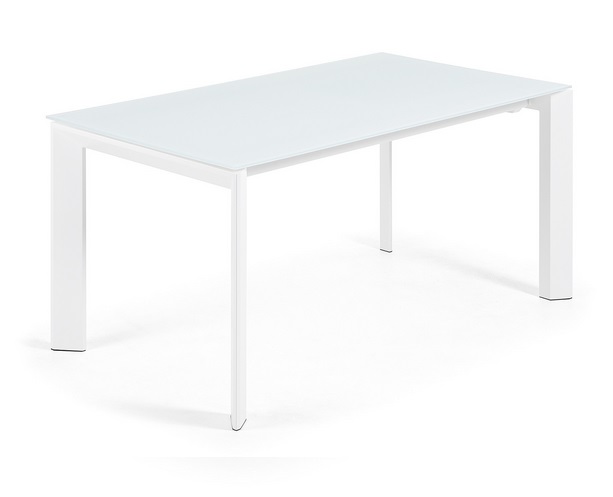 Mesa extensible lam cristal blanco 160-220x90