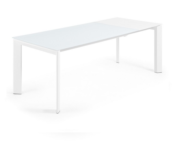 Mesa extensible lam cristal blanco 160-220x90