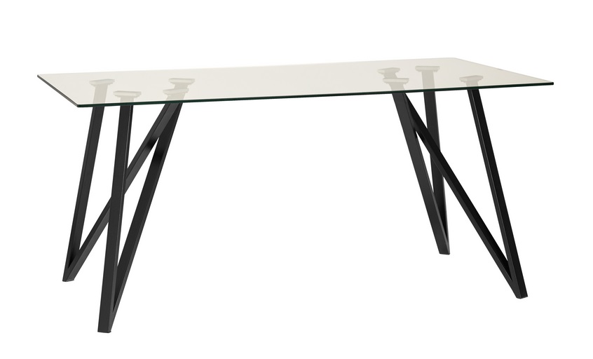 Mesa de comedor Gaia cristal templado acero negro 160x90