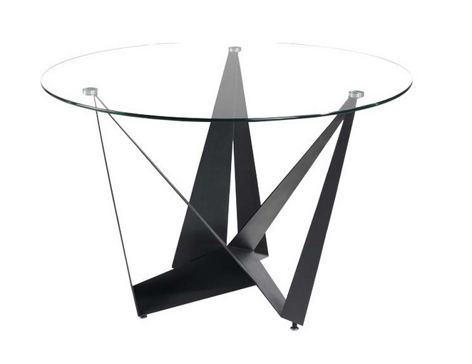 Mesa skorpio circular cristal acero negro 120 cm