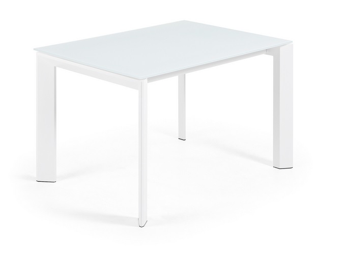 Mesa extensible cristal blanco Lam 120-180x80