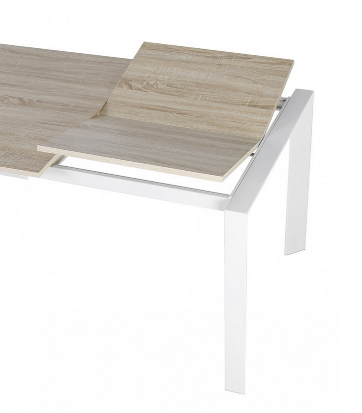 Mesa de comedor extensible robla acero blanco Malibu 140-200x90 cm