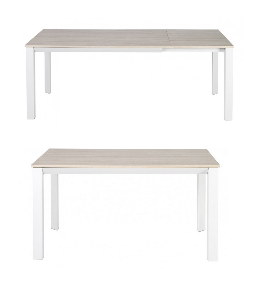 Mesa de comedor extensible robla acero blanco Malibu 140-200x90 cm