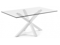 Mesa Ikon cristal acero blanco