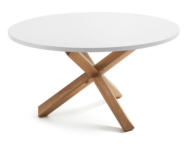 Mesa nordica redonda roble natural blanco mate 135cm