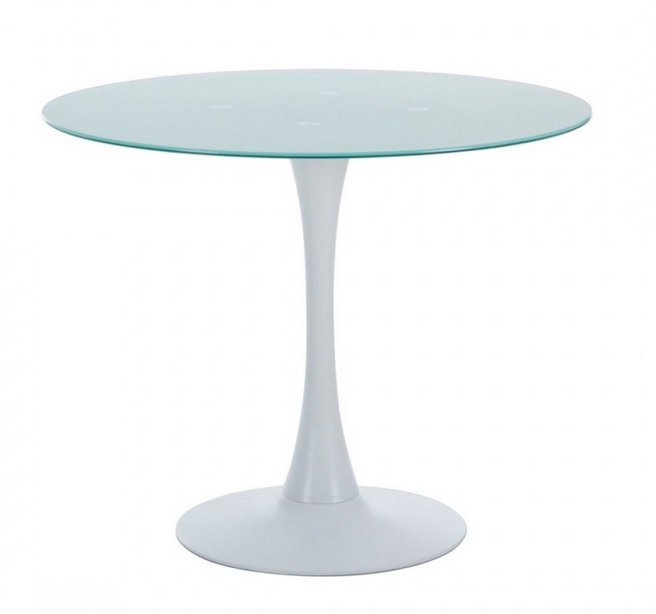 Mesa tulip redonda cristal blanco 90 cm