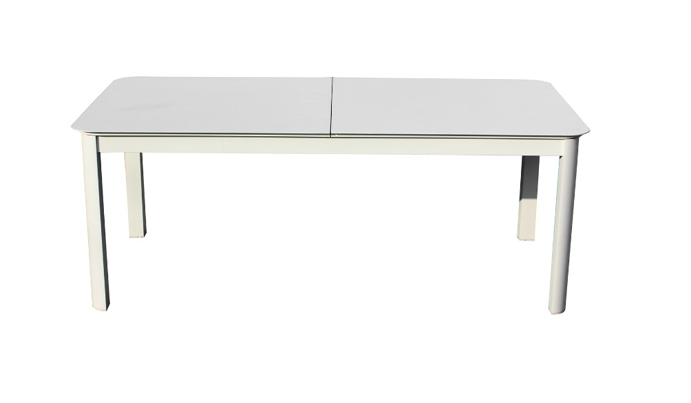 Mesa Cuzco aluminio cristal blanco 180-240x100 cm