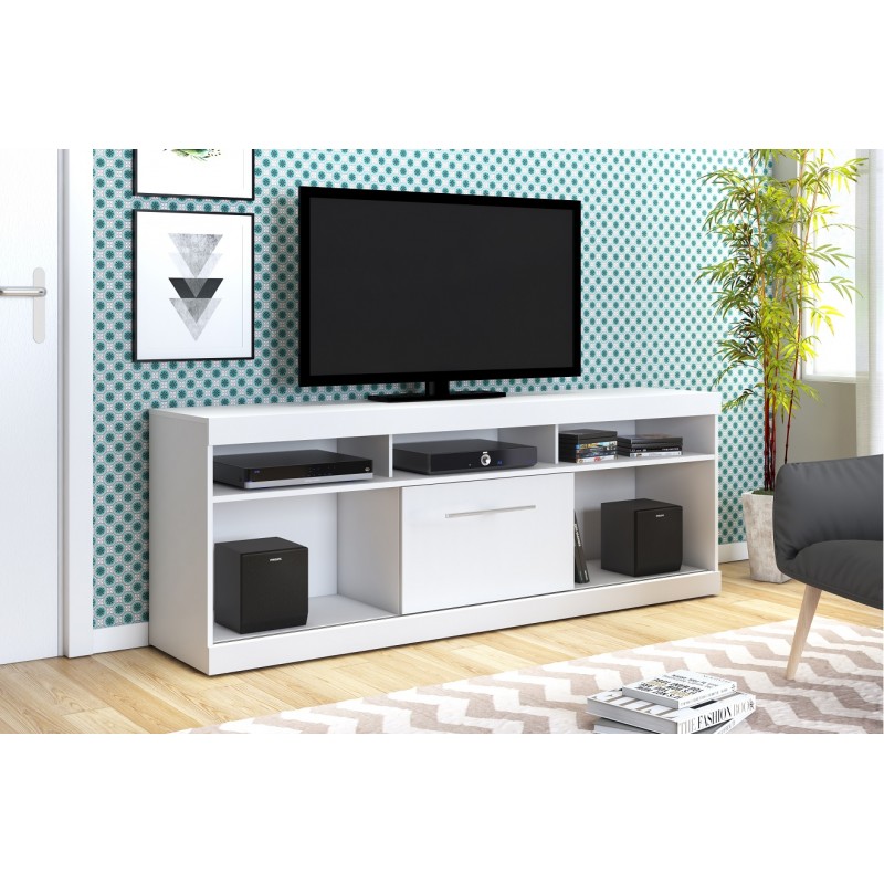 Mueble TV con ruedas Istambul blanco brillo 180 cm