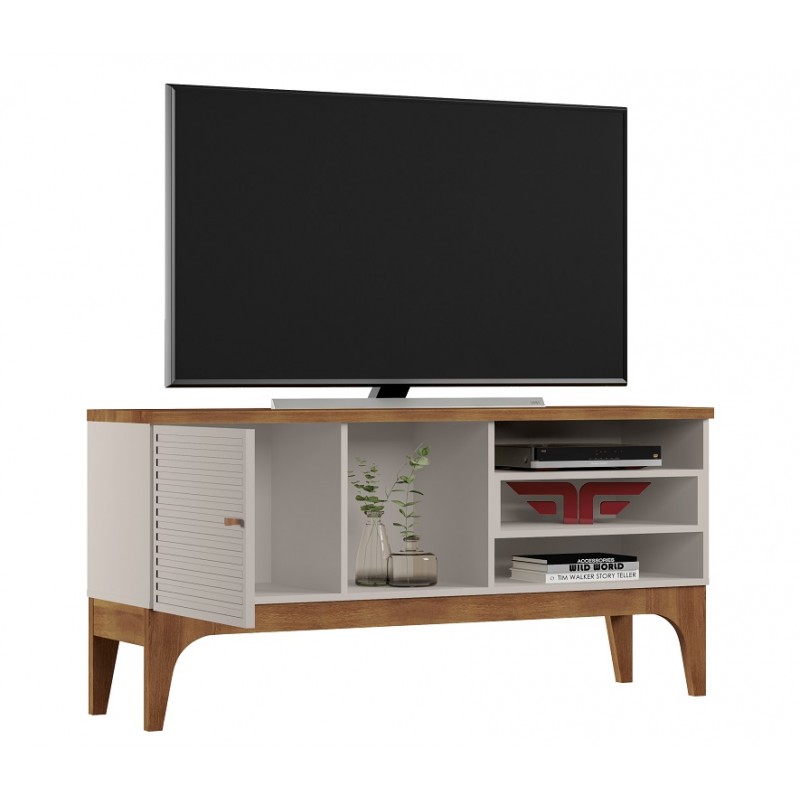 Mueble Tv Delma nogal y blanco roto 136cm