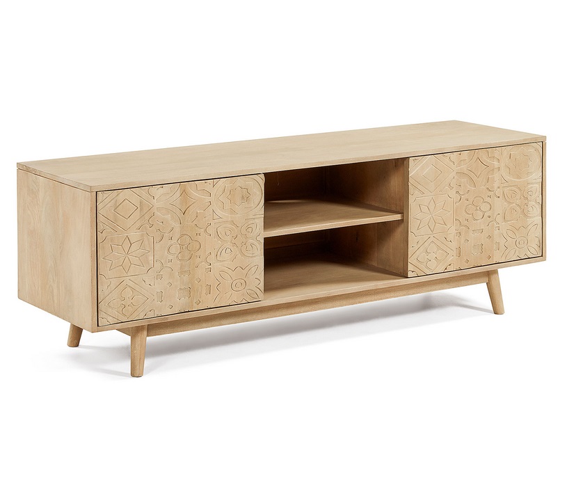 Mueble TV artisan madera tallada natural 160 cm