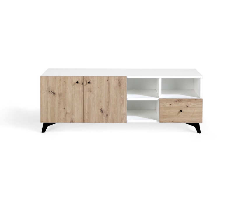 Mueble TV roble blanco polar Moritz 140 cm