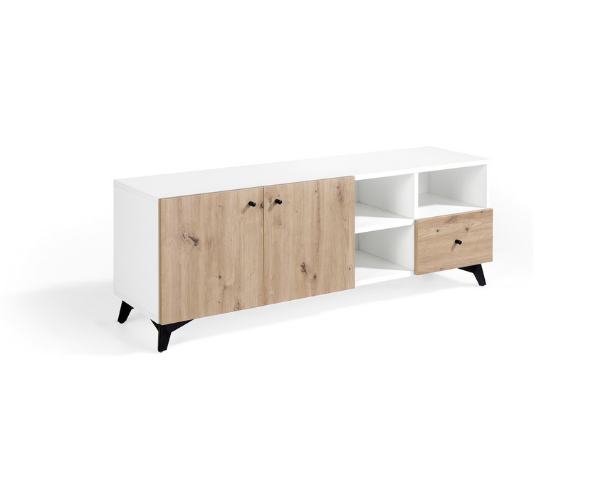 Mueble TV roble blanco polar Moritz 140 cm