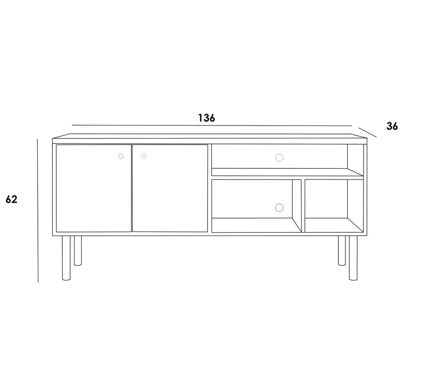 Mueble TV blanco roble Corfu 136