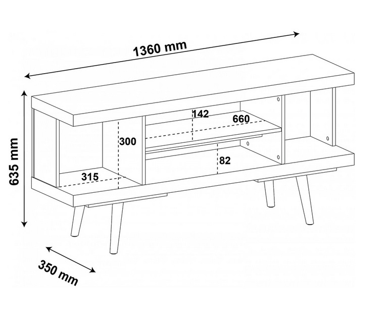 Mueble TV roble crema CRETA 136