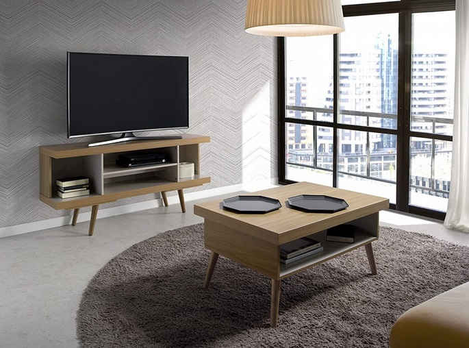 Mueble TV roble crema CRETA 136