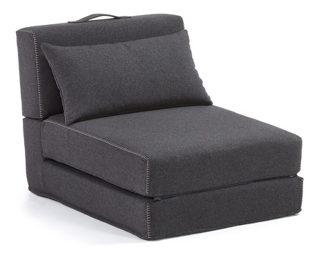 Puf cama plegable tela varese gris oscuro