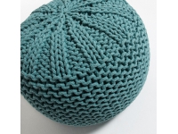 Puf tricot algodon turquesa redondo 50