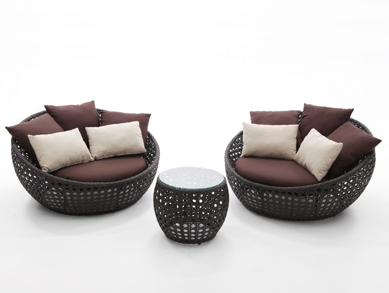 Set lounge eclipse 2 sofas y mesa rattan