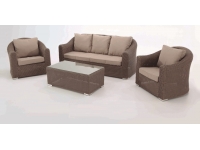 Set sofas rattan marron alacan 5 plazas