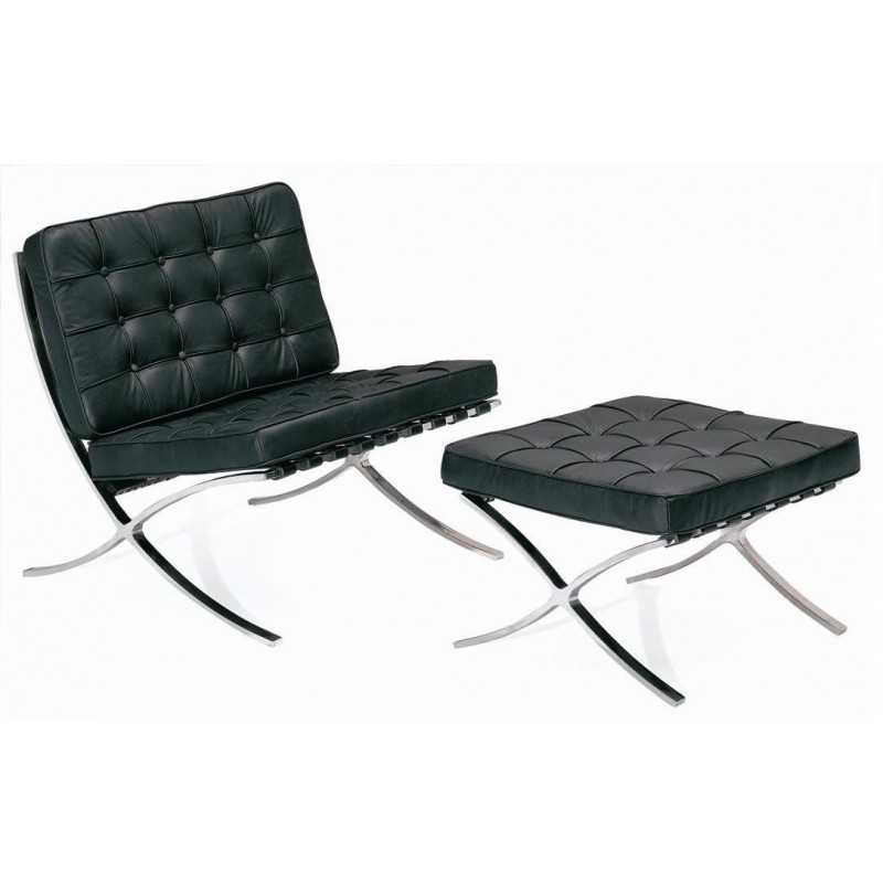 Silla con ottoman Barcelona similpiel negro