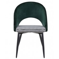 Silla Dana velvet verde y asiento en pata de gallo blanco y negro