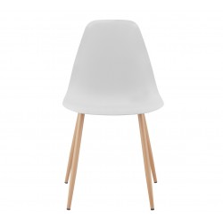 Silla de metal color madera polipropileno blanco