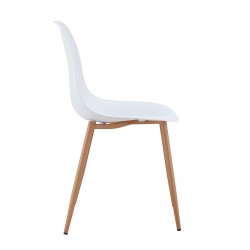 Silla de metal color madera polipropileno blanco